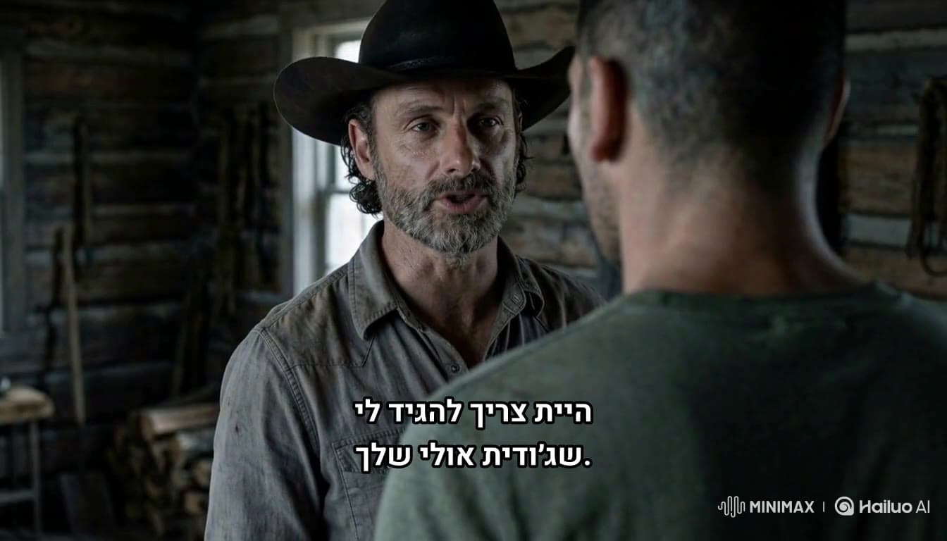 ריק ושיין עומדים זה מול זה בעימות שקט בתוך בקתה.